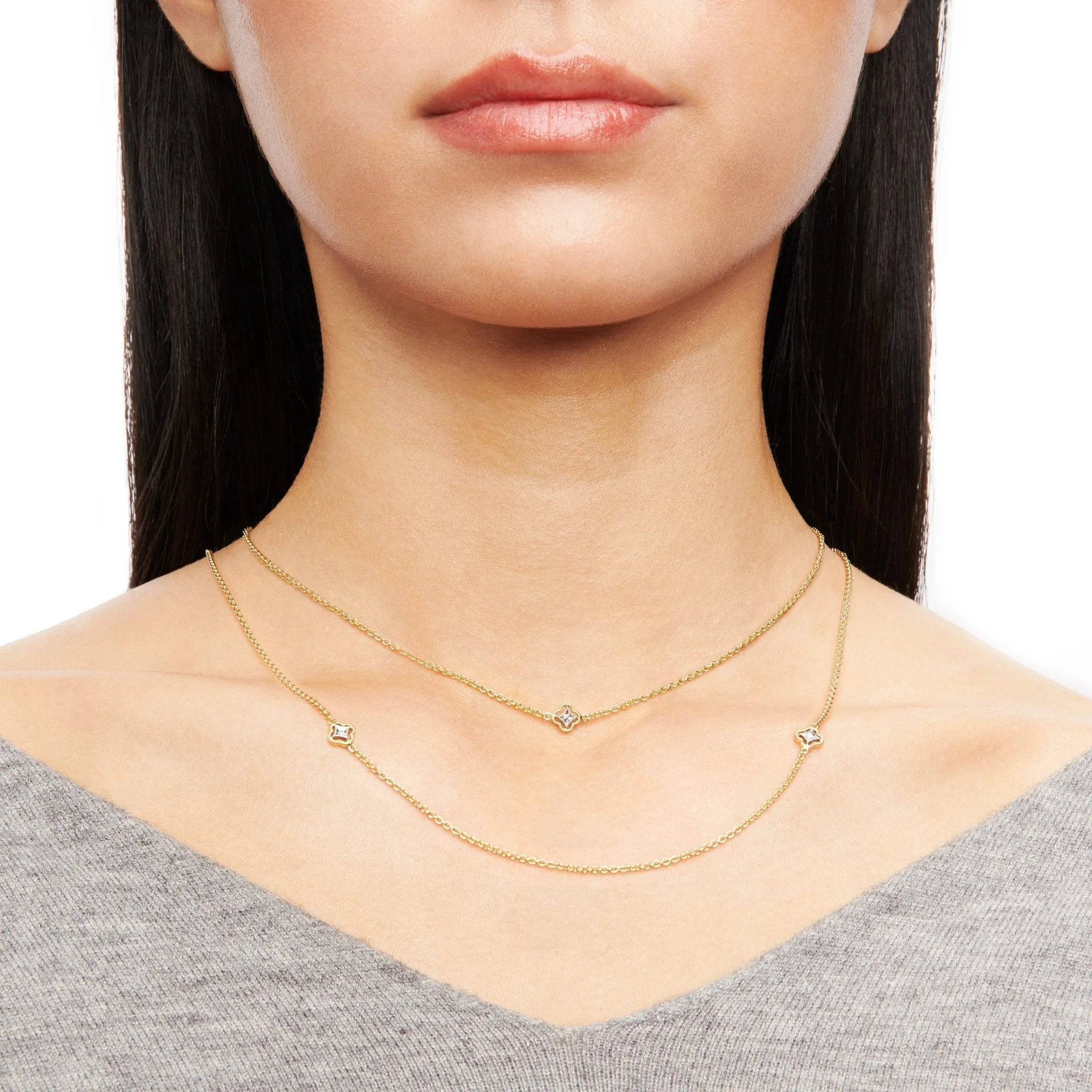 Trellis Necklace in 18k Gold with Diamonds CH114-Y WHITE 18K X YELLOW