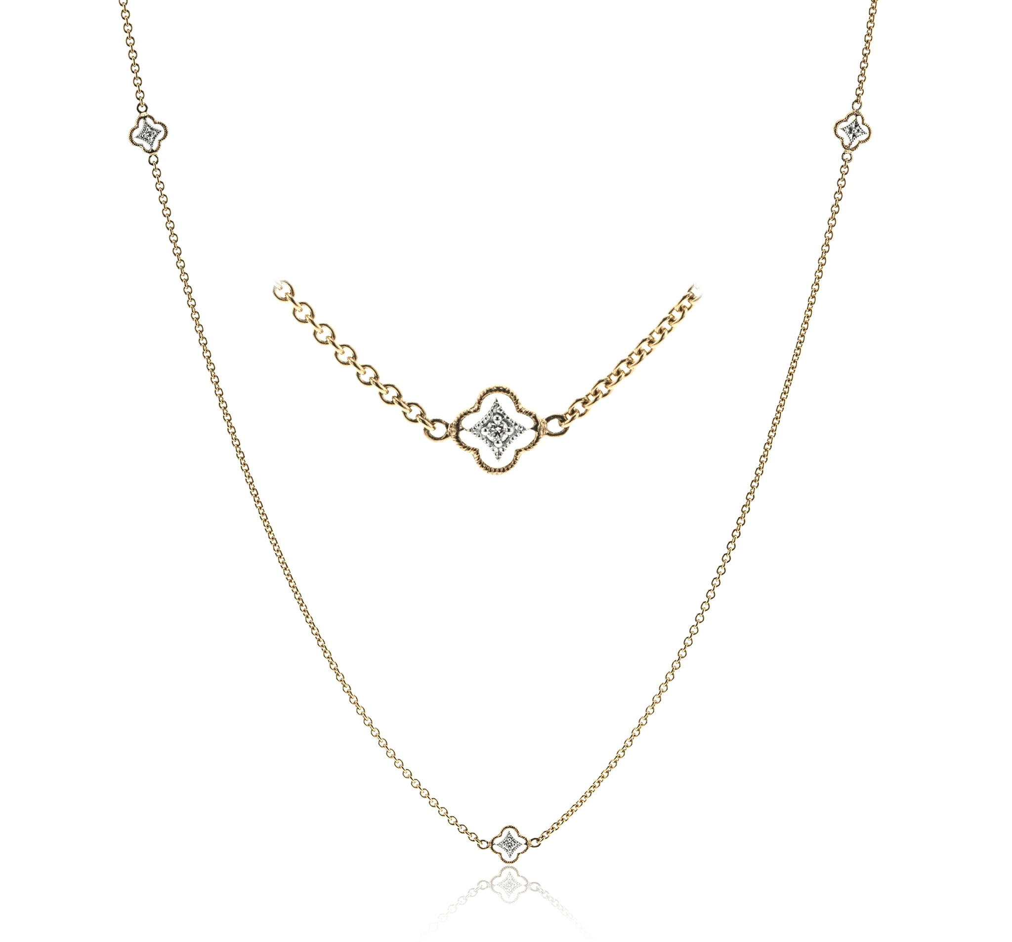 Trellis Necklace in 18k Gold with Diamonds CH114-Y WHITE 18K X YELLOW