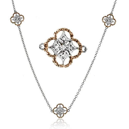 Trellis Necklace in 18k Gold with Diamonds LP4553_WHITE_18K_X