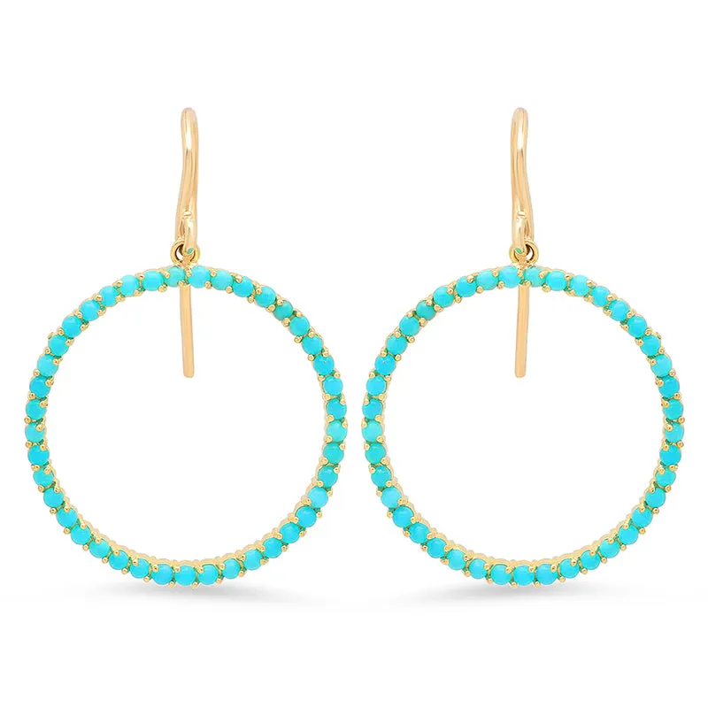 Turquoise Open Circle Drop Earrings