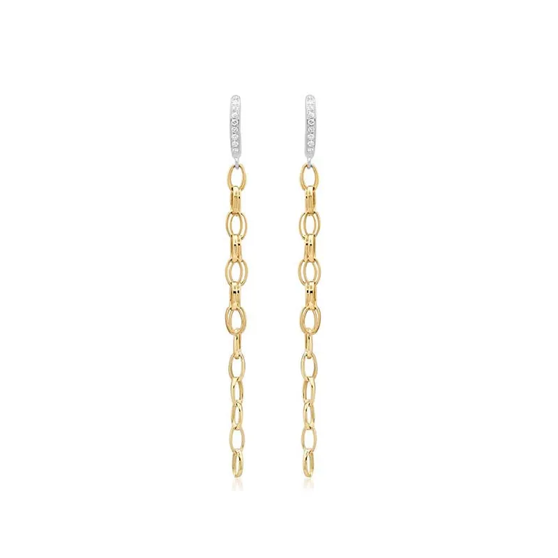 Two-Tone Diamond Edith Studs with Small Edith Link Fringe