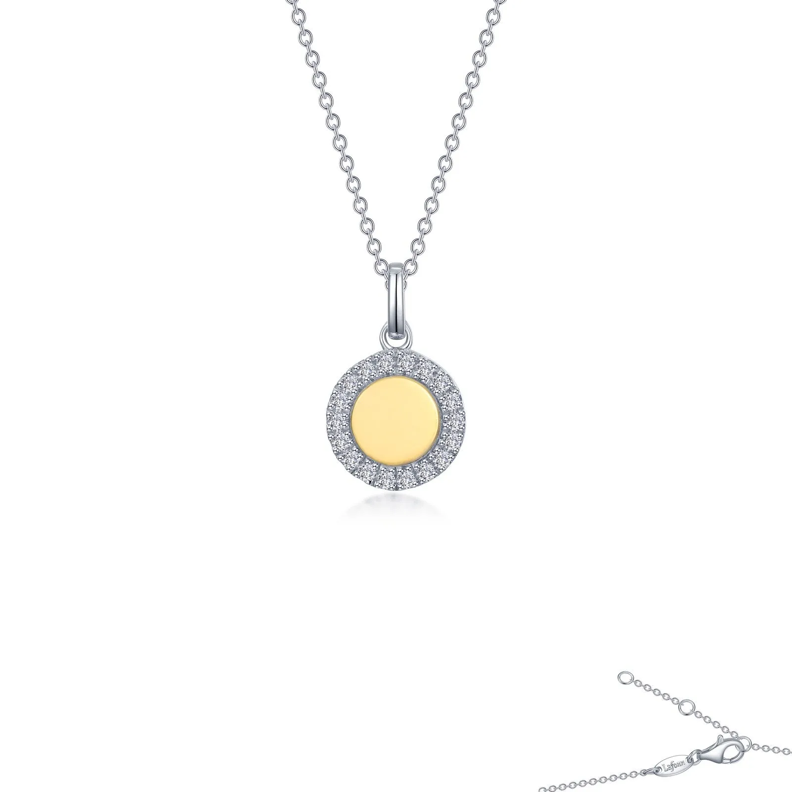 Two-Tone Disc Pedant Necklace P2019CLT20