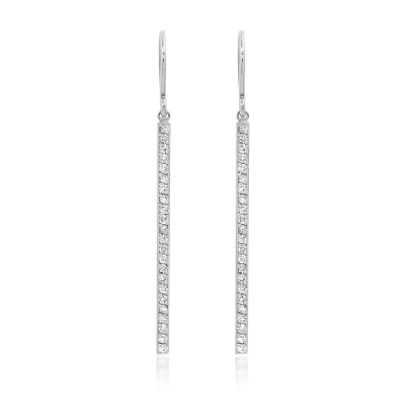 White Gold Diamond Stick Earrings