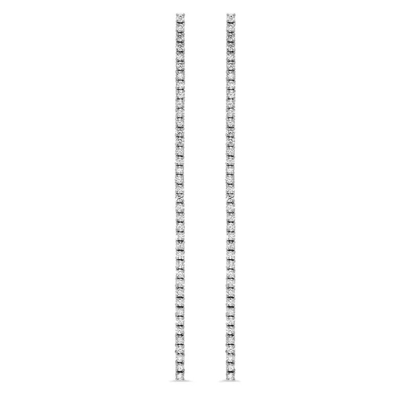 White Gold Long 4-Prong Diamond Tennis Studs