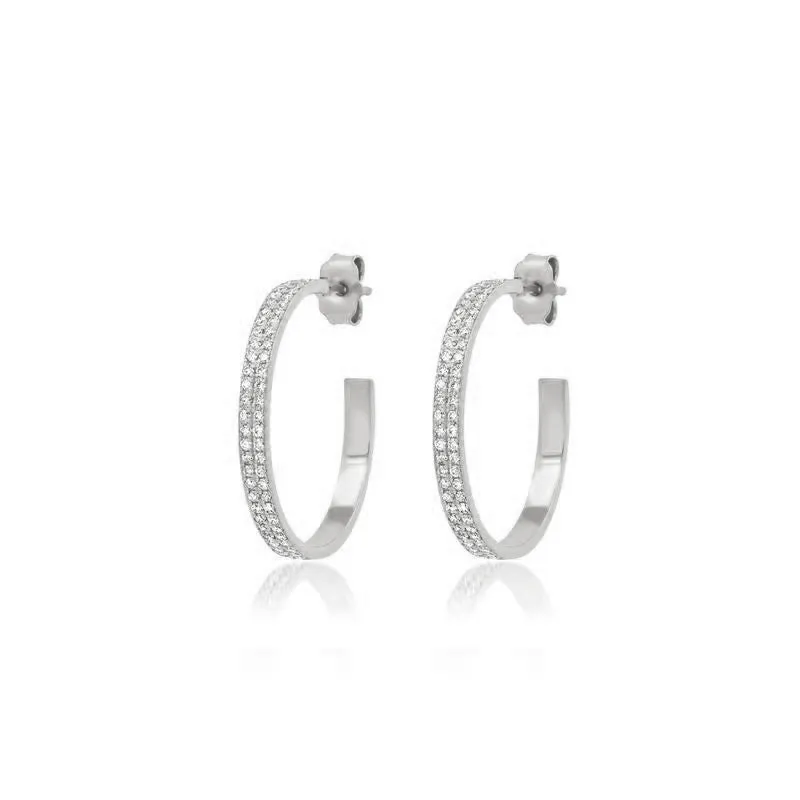 White Gold Small Diamond Ellen Hoops