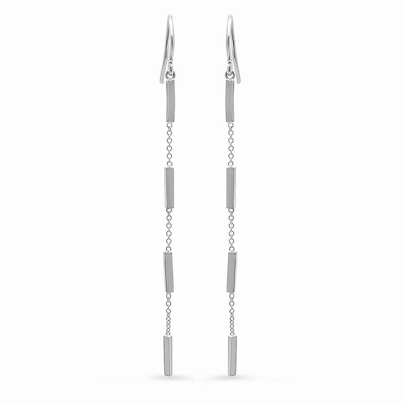 White Gold Bar By-The-Inch Earrings