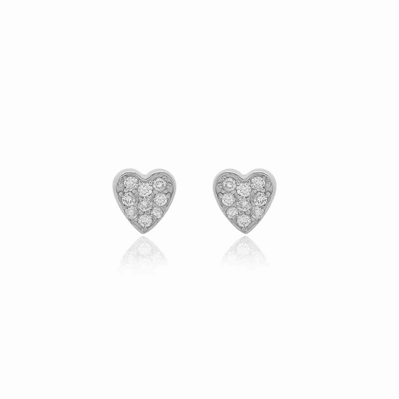 White Gold Diamond Heart Studs