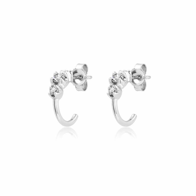 White Gold Mini Graduated Diamond Hoops
