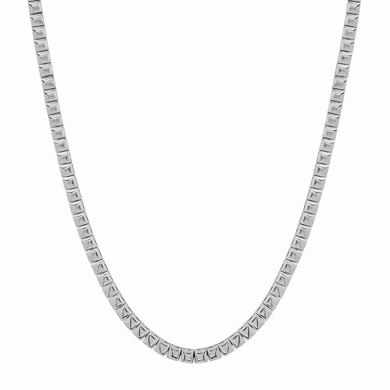 White Gold Square Tennis Necklace