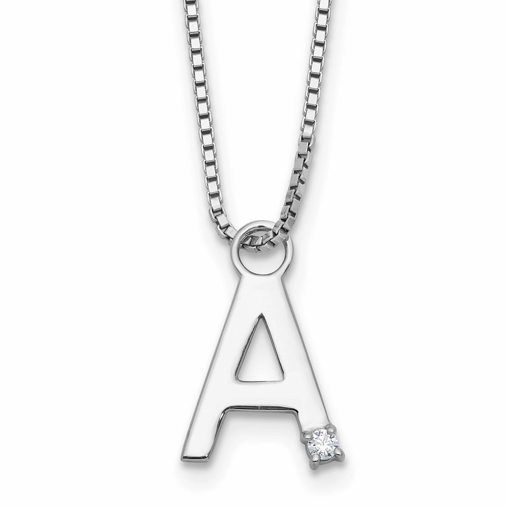 White Ice Sterling Silver Rhodium-plated 18 inch Diamond Letter A Initial Necklace plus 2 inch Extender