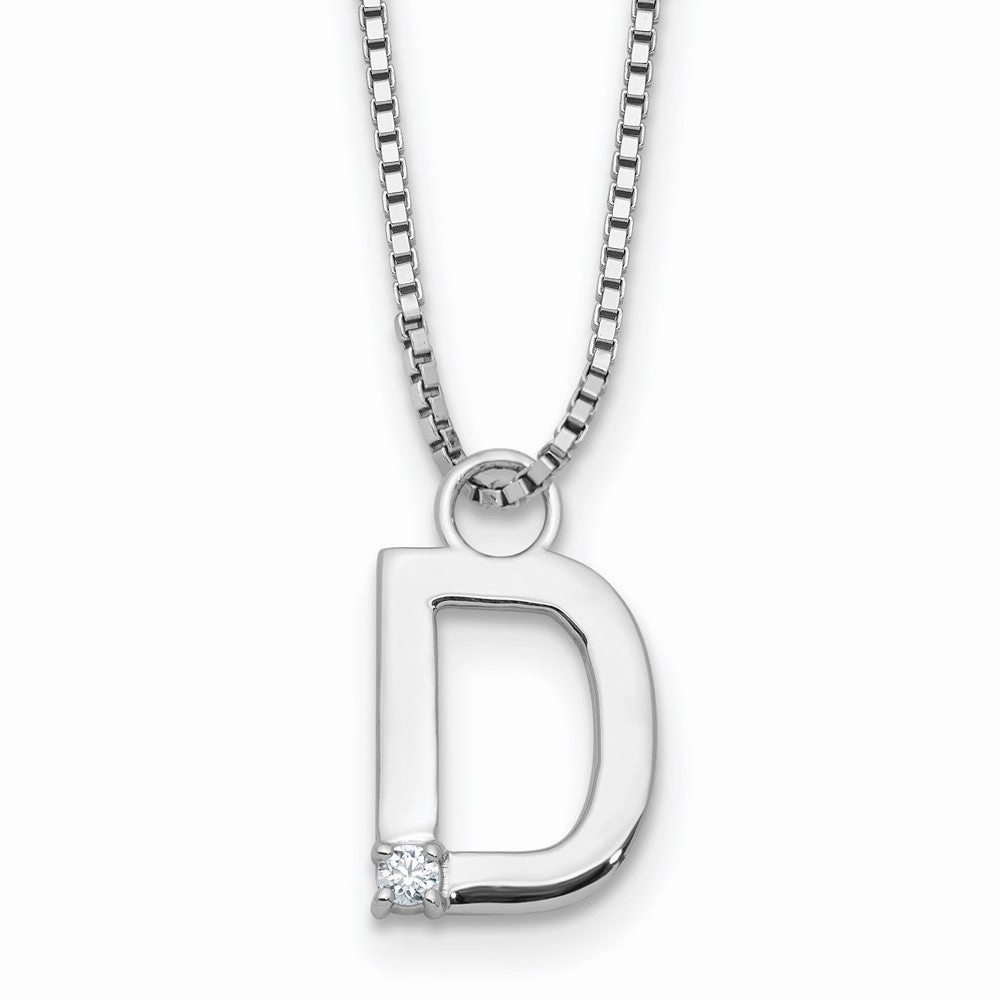 White Ice Sterling Silver Rhodium-plated 18 inch Diamond Letter D Initial Necklace plus 2 inch Extender
