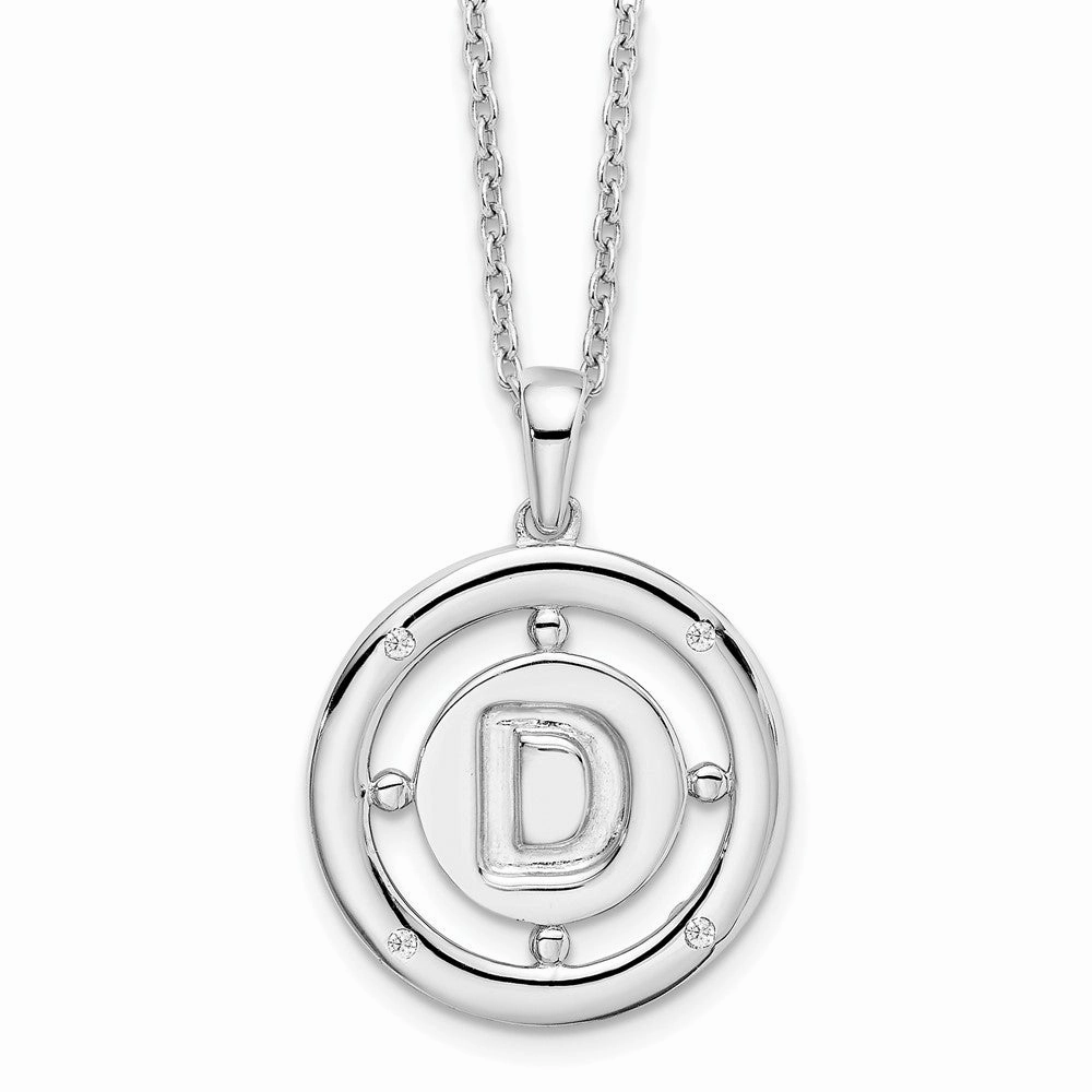 White Ice Sterling Silver Rhodium-plated 18 Inch Diamond Letter D Initial Necklace with 2 Inch Extender