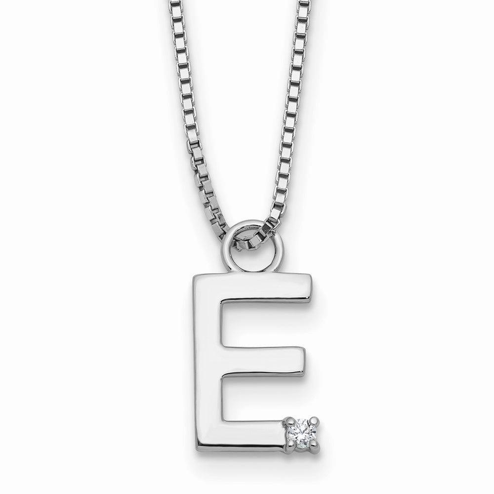 White Ice Sterling Silver Rhodium-plated 18 inch Diamond Letter E Initial Necklace plus 2 inch Extender