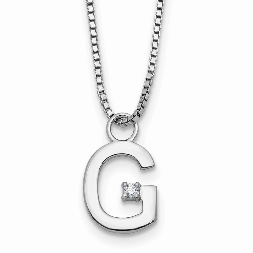 White Ice Sterling Silver Rhodium-plated 18 inch Diamond Letter G Initial Necklace plus 2 inch Extender