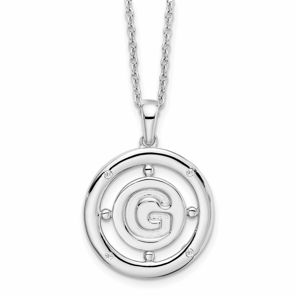 White Ice Sterling Silver Rhodium-plated 18 Inch Diamond Letter G Initial Necklace with 2 Inch Extender
