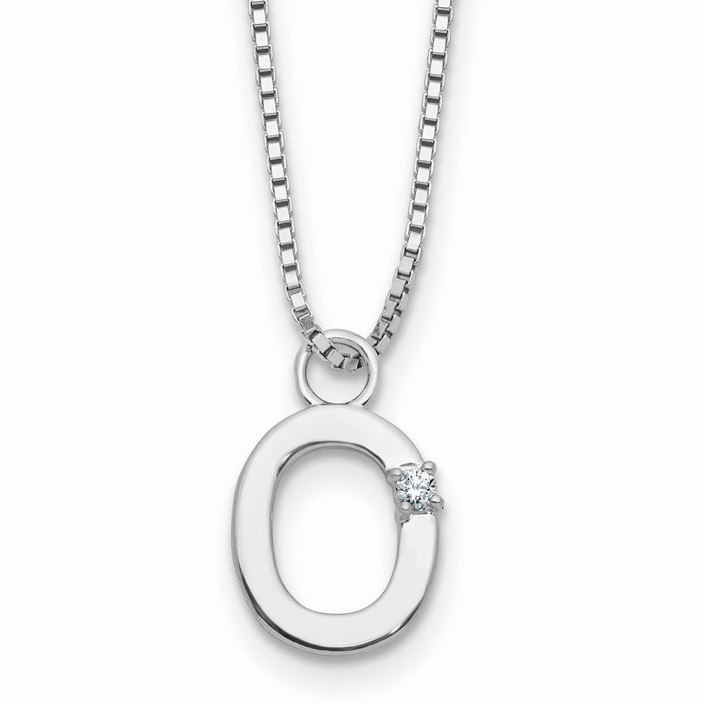 White Ice Sterling Silver Rhodium-plated 18 inch Diamond Letter O Initial Necklace plus 2 inch Extender
