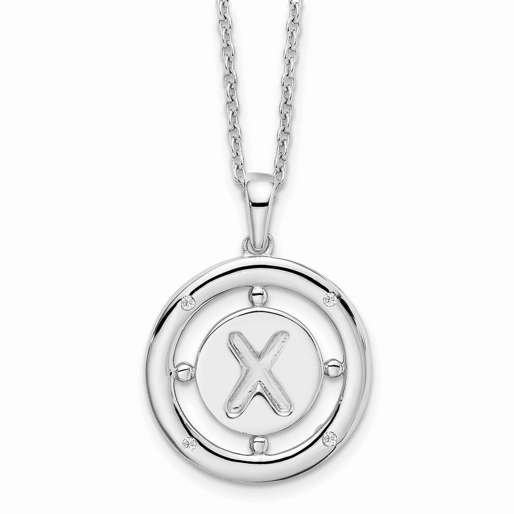 White Ice Sterling Silver Rhodium-plated 18 Inch Diamond Letter X Initial Necklace with 2 Inch Extender