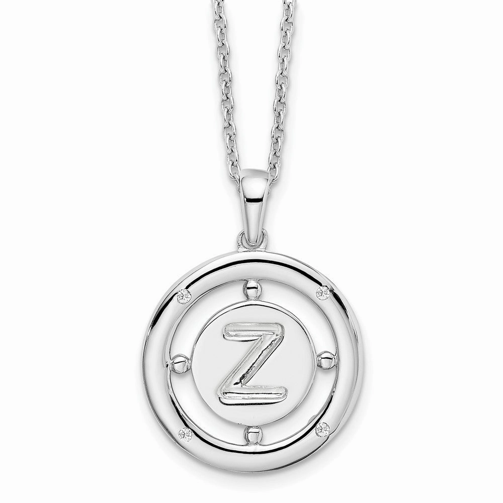 White Ice Sterling Silver Rhodium-plated 18 Inch Diamond Letter Z Initial Necklace with 2 Inch Extender