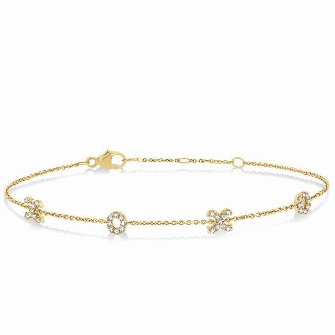 X & O Diamond Station Chain Bracelet